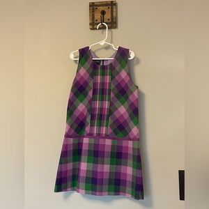 Oscar de la Renta Purple Dropped Waist Tartan Dress 6y New, Without Tags